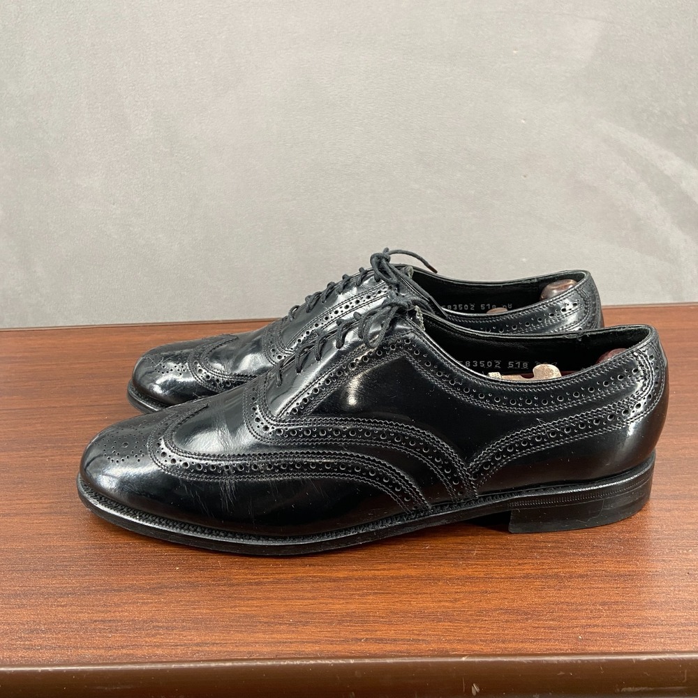 Florsheim Lexington 583502 Men US 9.5 D Dress Shoes Black Leather Wingtip Oxford